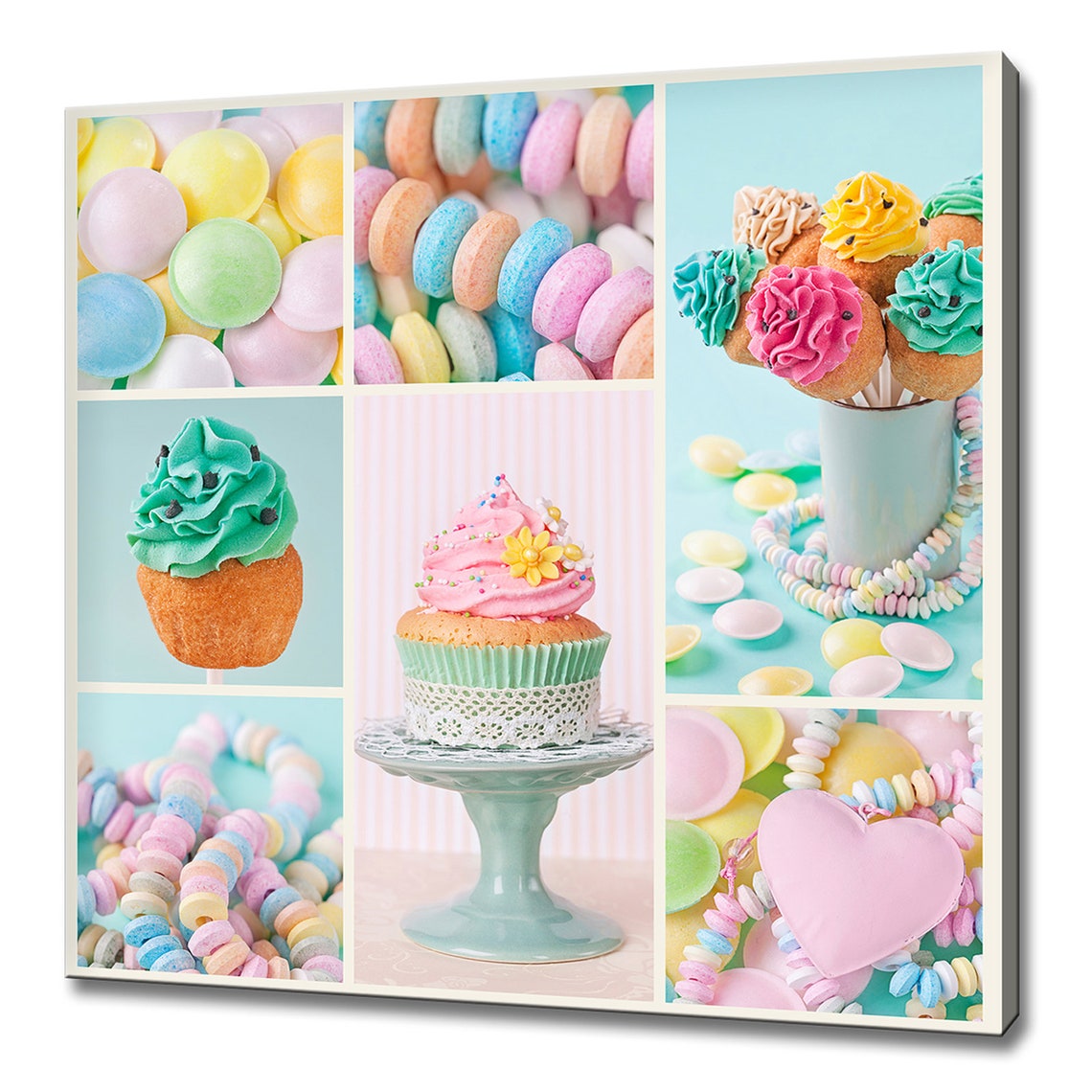 Pastel Cupcakes And Candy Collage Sweet Kitchen Wall Art Poster