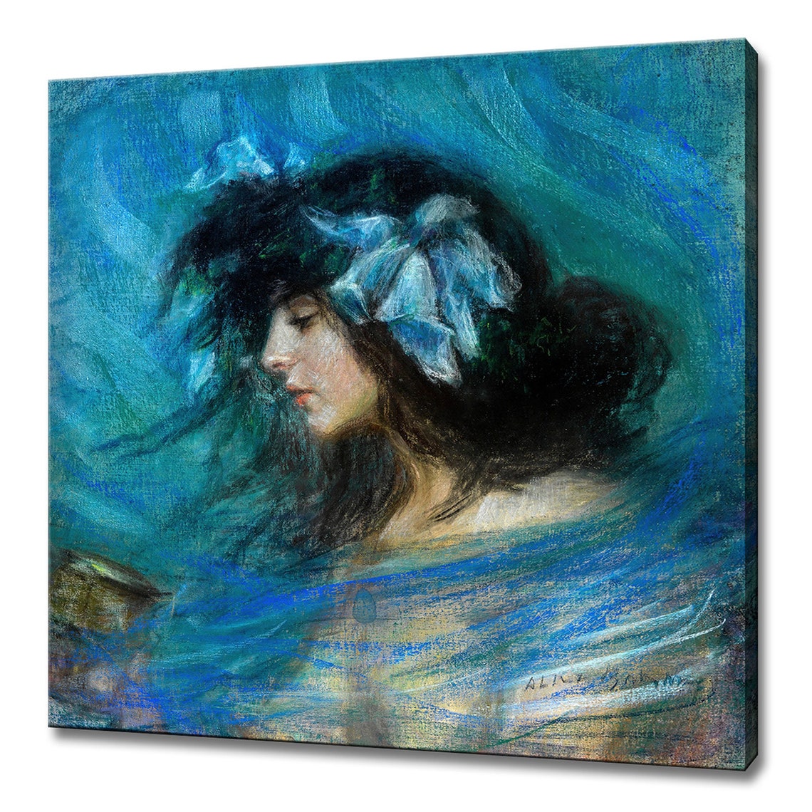 Alice Pike Barney Blue Dreamland Portrait with Blue Bow Print