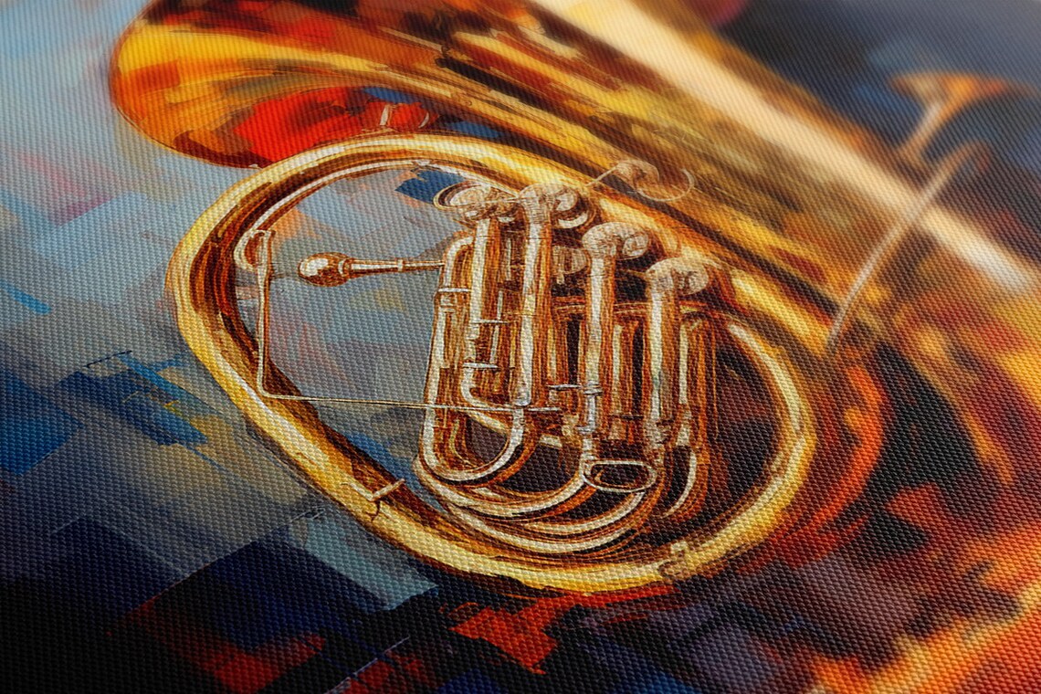 Golden Tuba Brass Instrument Oil Painting Music Room Wall Art Poster - Image 4