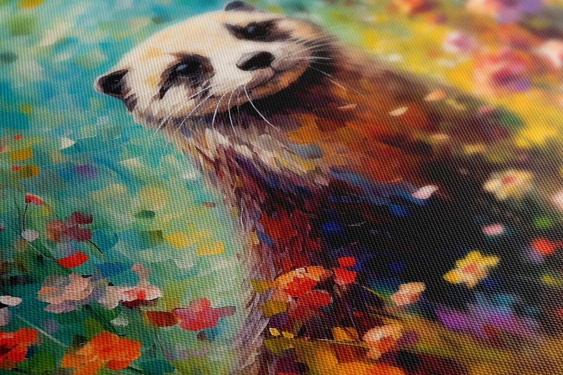 Ferret Portrait In A Bright Wildflower Field Painting Poster - Image 4