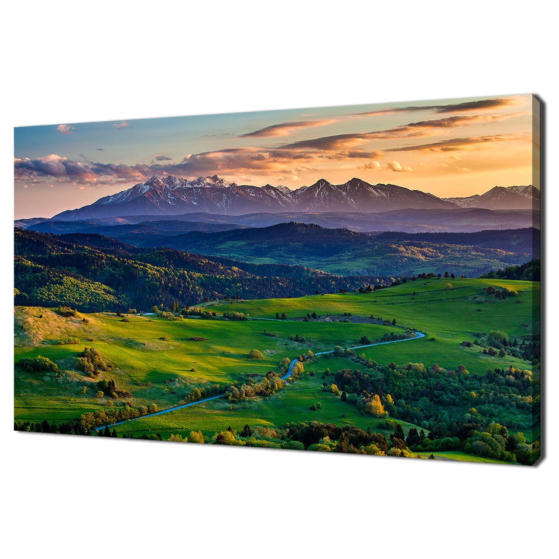 High Tatra Mountains Sunset Green Valley Winding Road Landscape Poster