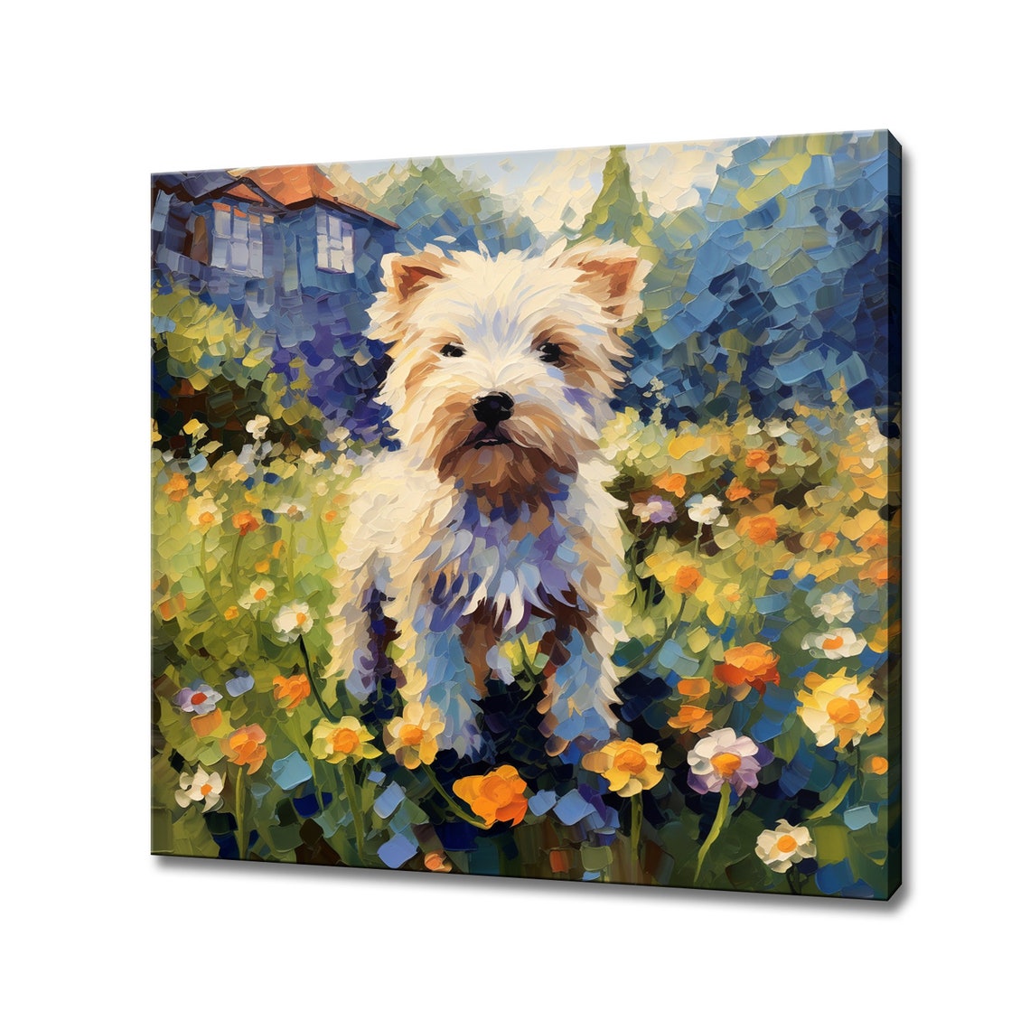 Terrier Puppy Dog Animal Print Gift For Terrier Dog Lover Colourful Dog Portrait Painting Print Dog Pet Wall Art