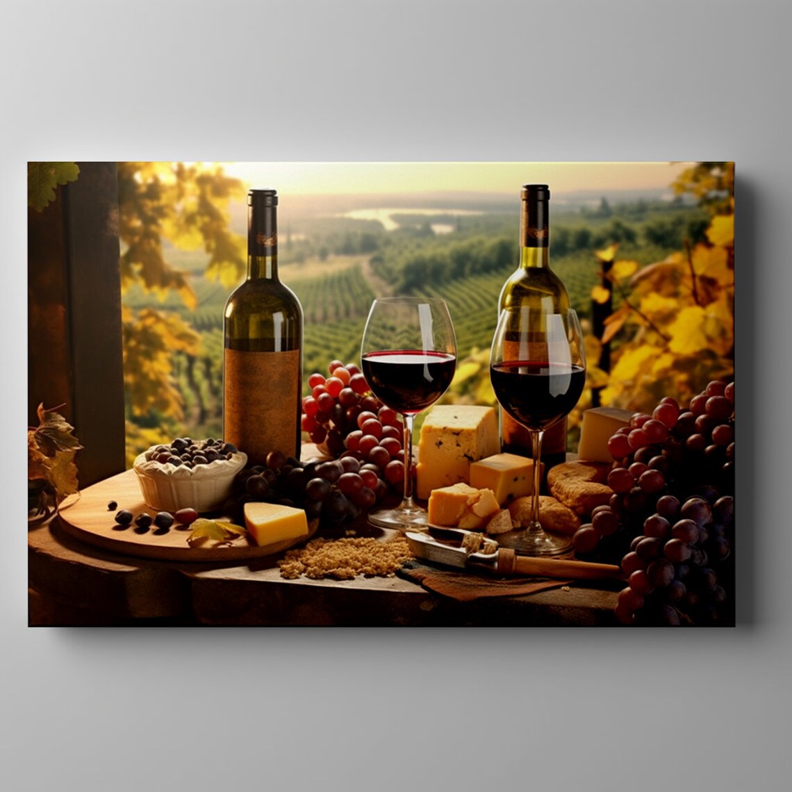 Vintage Bottles Of Red Wine, Tuscany Art Print - Image 3