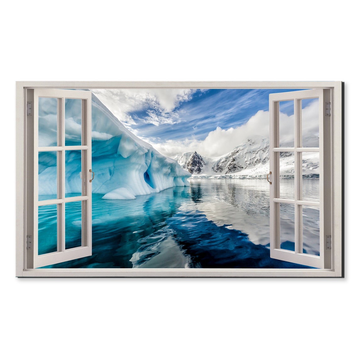 Antarctica Blue Icebergs Glacier Bay Window View Wall Art Poster