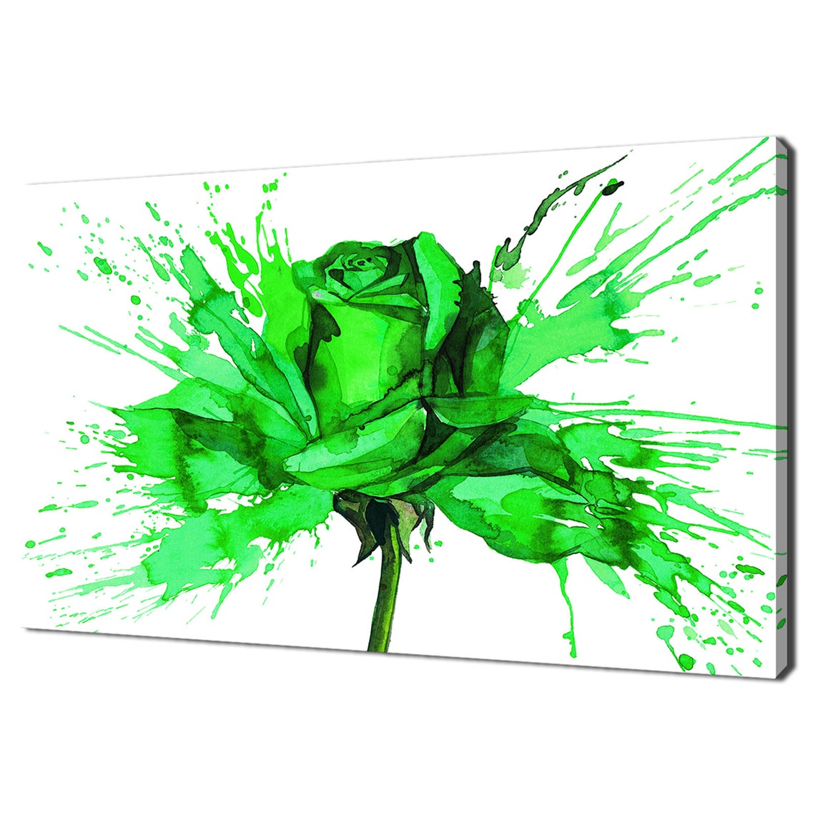 Blue Rose Watercolor Paint Splash Bloom Modern Floral Art Wall Art - Image 3