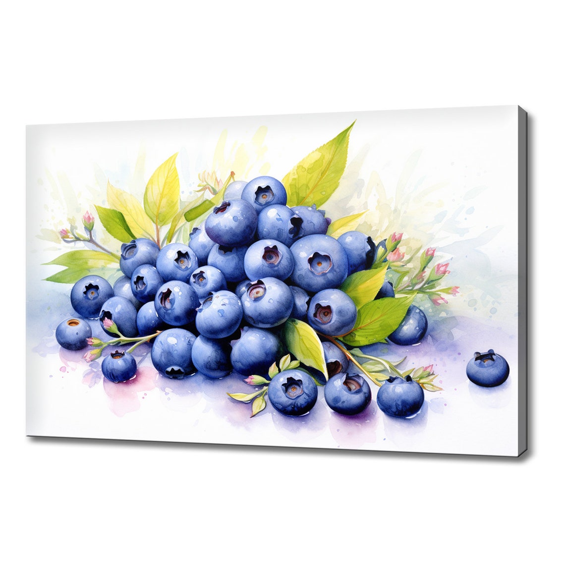 Fresh Blueberries Watercolour Kitchen Fruit Still Life Wall Art Print