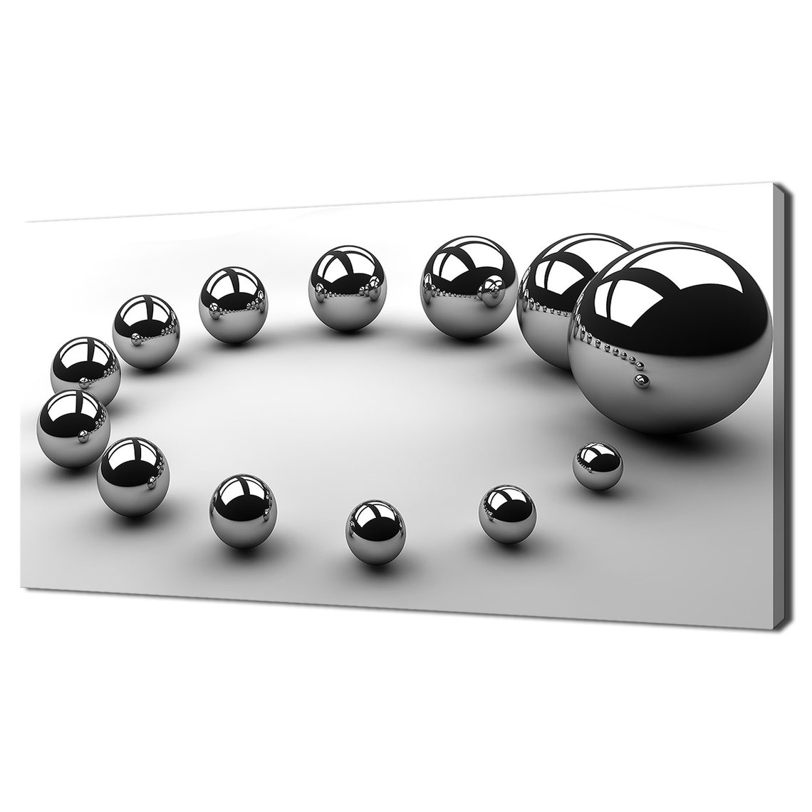 Abstract Chrome Silver Balls Circle Modern 3D Wall Art Poster
