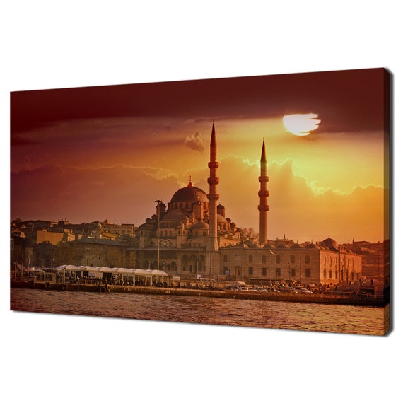 New Mosque In Sunset Istanbul Turkey Modern Design Home Decor Print Wall Art Picture Ready To Print