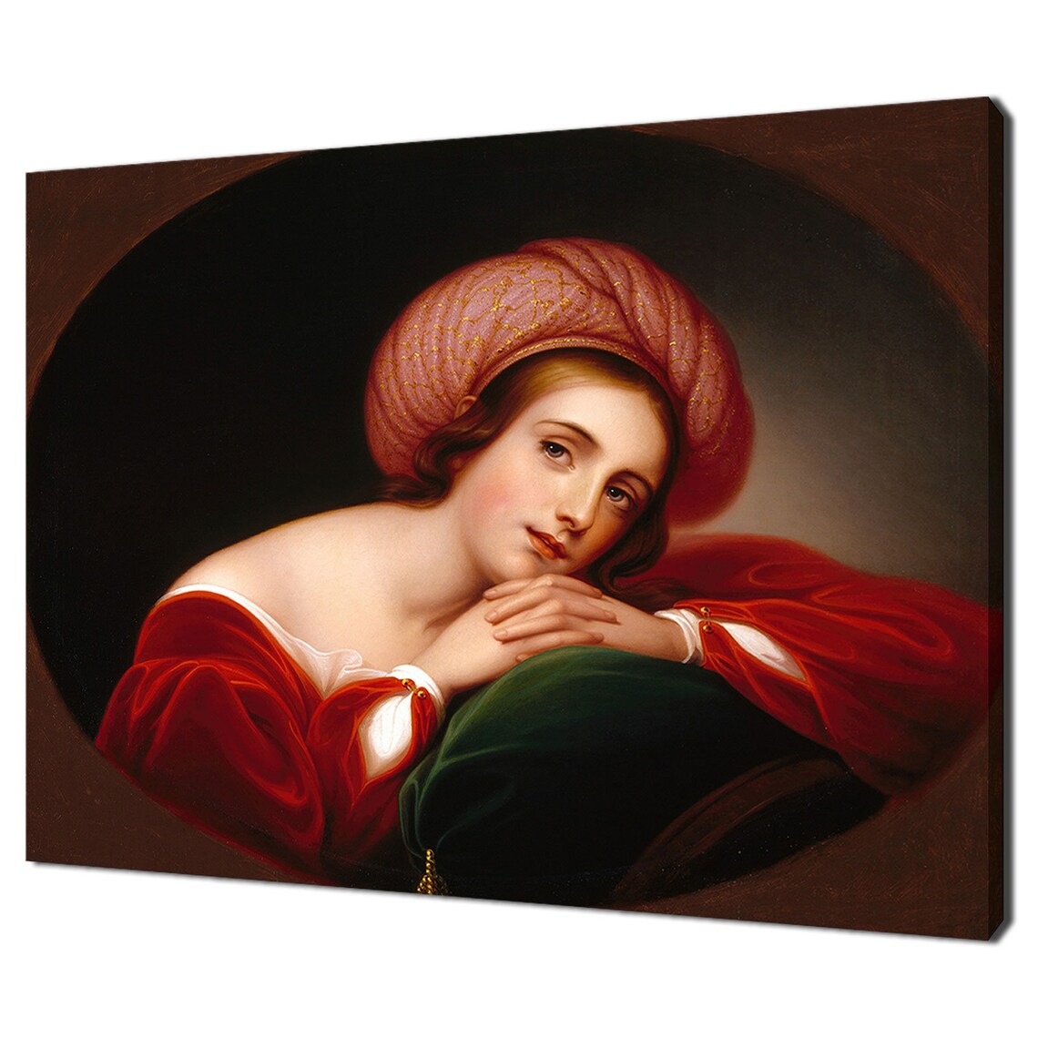 Rembrandt Peale Idealized Portrait Lady In Red Turban Vintage Fine Art Print