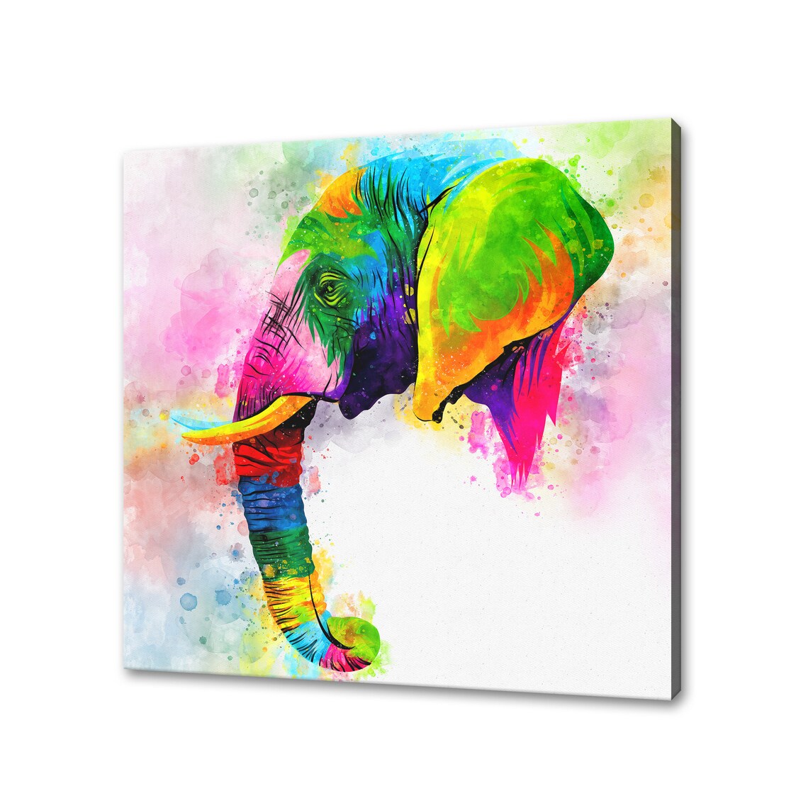 Colourful African Elephant Abstract Art Print, Modern