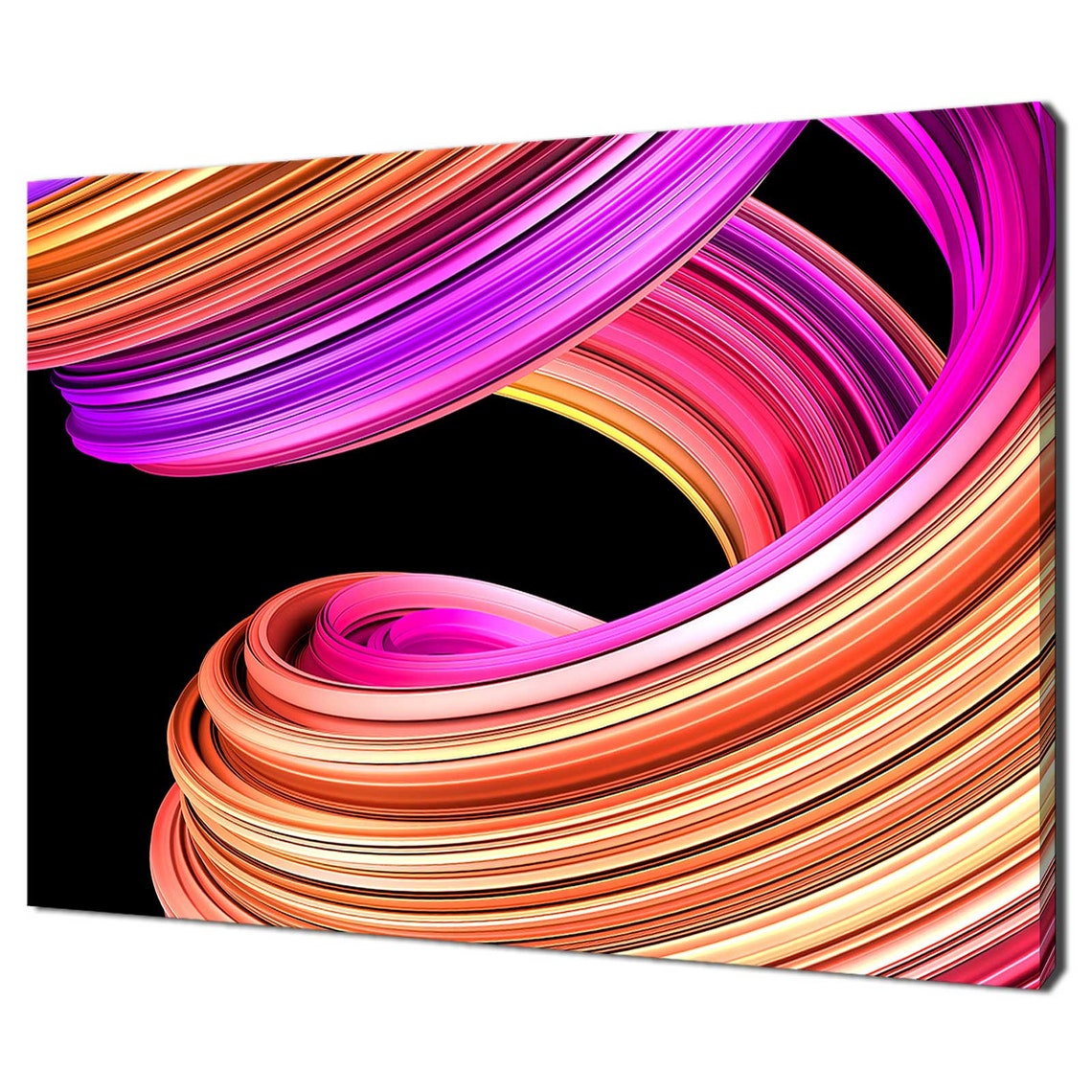 Pink Orange Magenta Swirling Ribbons Abstract Digital Art Wall Poster