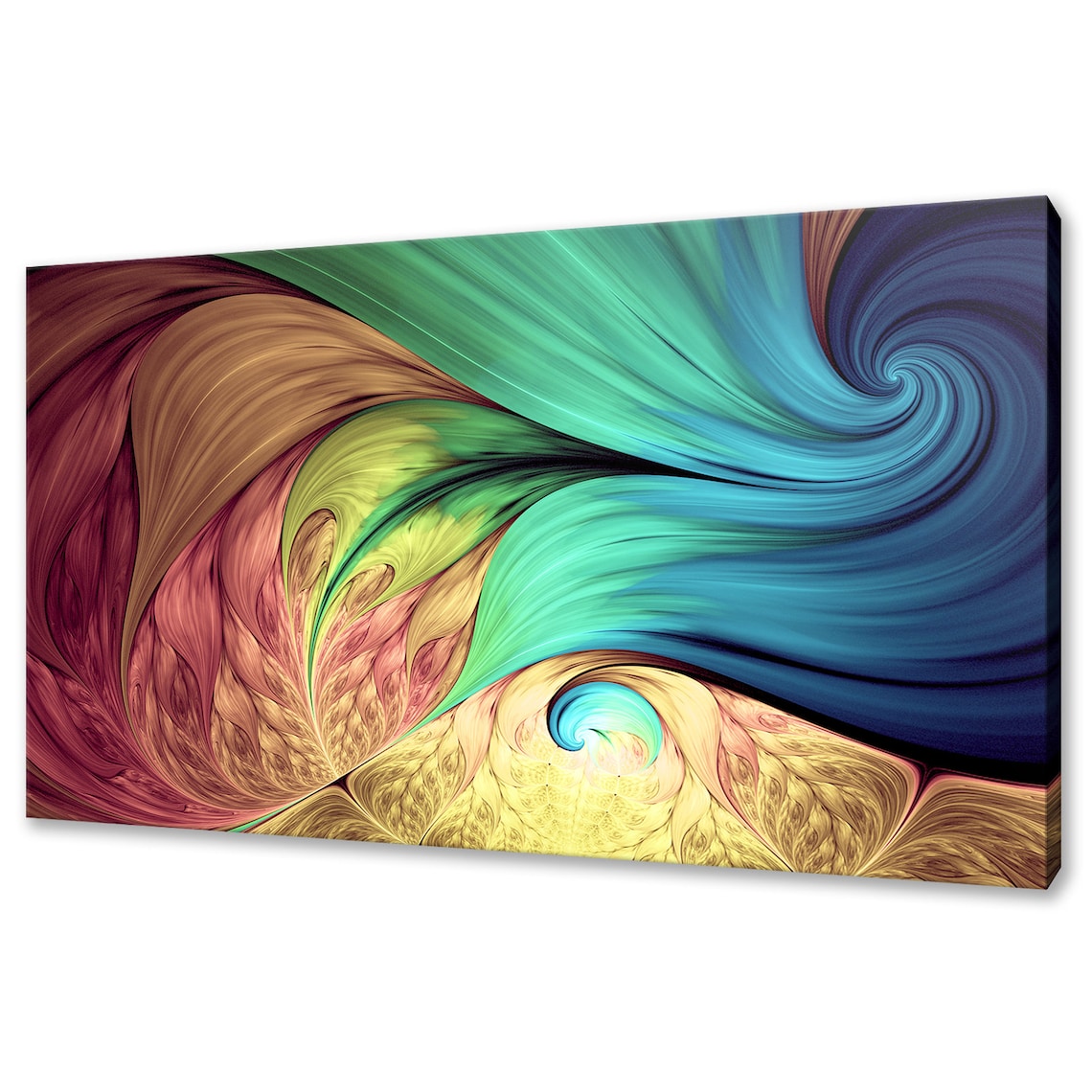 Teal Blue Red Gold Fractal Swirl Abstract Digital Art Fantasy Poster