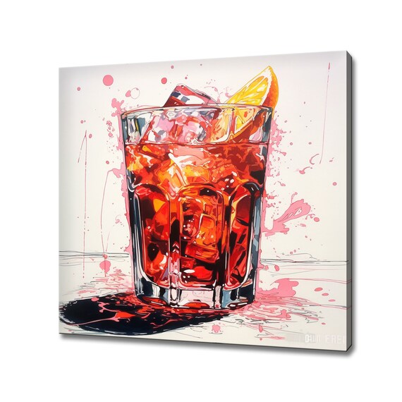 Glass Of Jspritz With Ice And Lemon Alcoholic Drink Watercolour Print Kitchen Modern Art Home Restaurant Bar Decor Wall Hanging