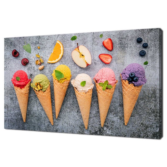 Colourful Ice Cream Fruits Kitchen Modern Design Kitchen Home Decor Print Wall Art Picture