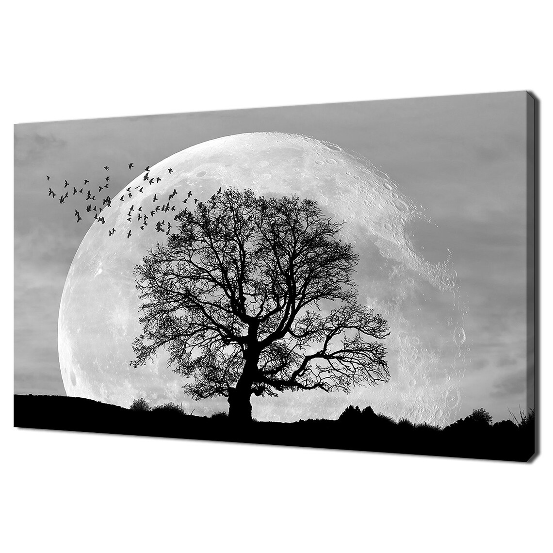 Lone Tree With Moon, Modern Landscape Wall Art