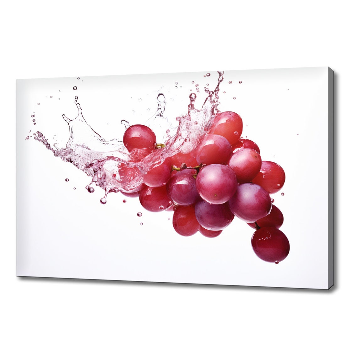 Red Grapes Water Splash Juicy Cluster Fresh Fruit Kitchen Wall Poster