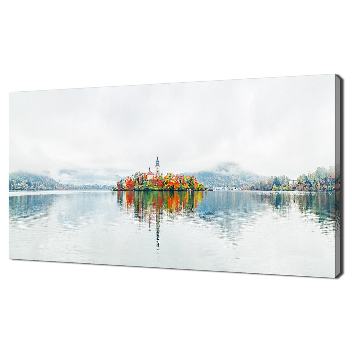 Lake Bled Slovenia Island Church Autumn Reflection Lake Travel Poster