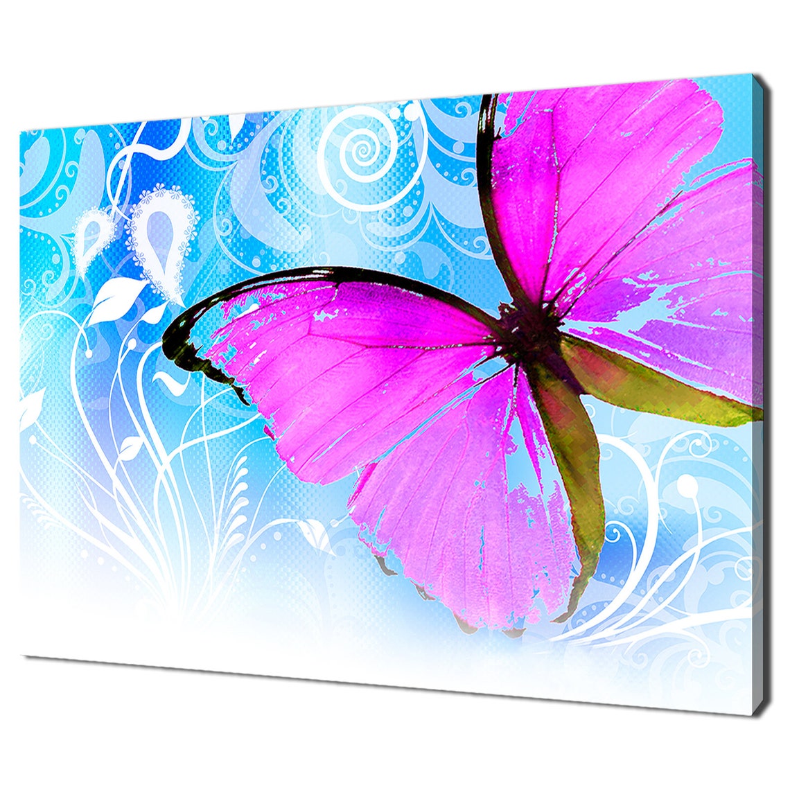 Abstract Pink Butterfly On Blue Background Modern Design Home Decor Print Wall Art Picture Wall Hanging