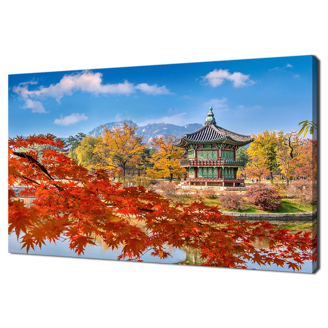 Gyeongbokgung Palace Seoul Autumn Maple Pagoda Pavilion Travel Poster