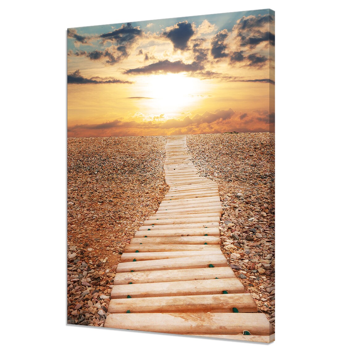 Sunset Over Beach Wooden Path Modern Design Art Print