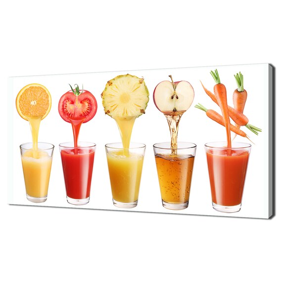 Colourful Fruits Vegetables Juices Kitchen Modern Design Home Decor Print Wall Art Picture