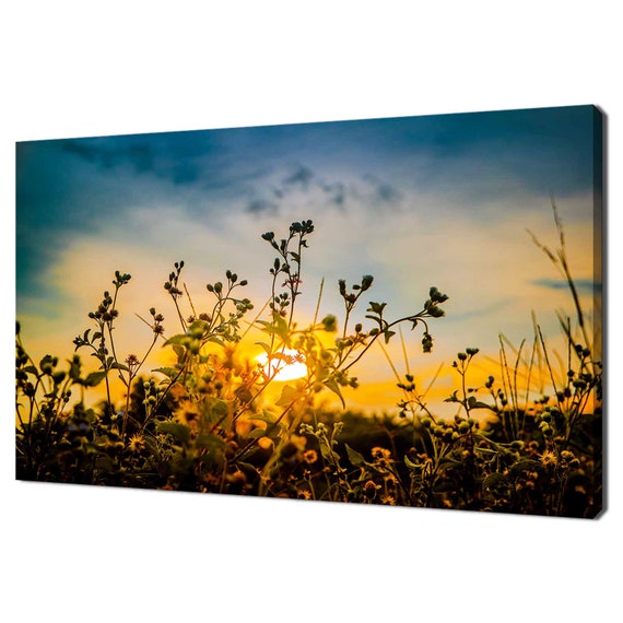 Beautiful Sunset Sky Above The Grass Field Modern Design Home Decor Print Wall Art Picture Wall Hanging