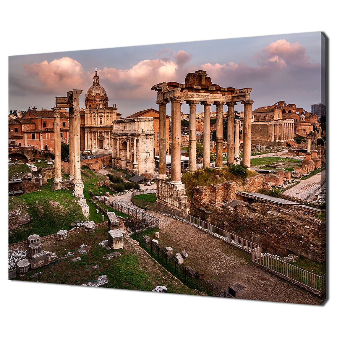 Ancient Roman Forum Rome Italy Golden Sunset Ruins Travel Poster