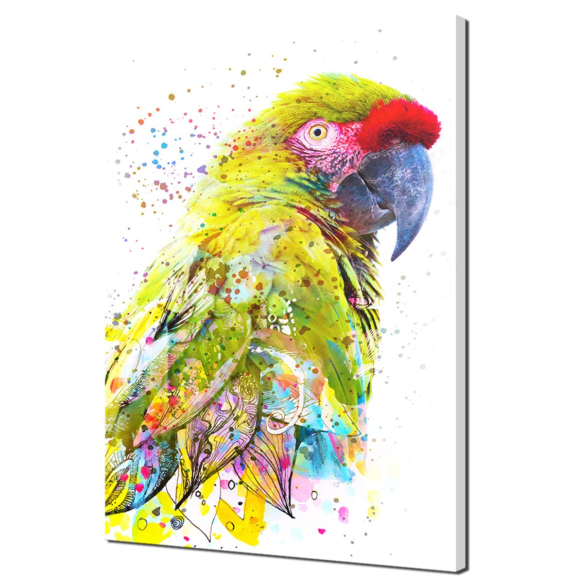 Tropical Parrot Watercolor Art Print, Modern Decor