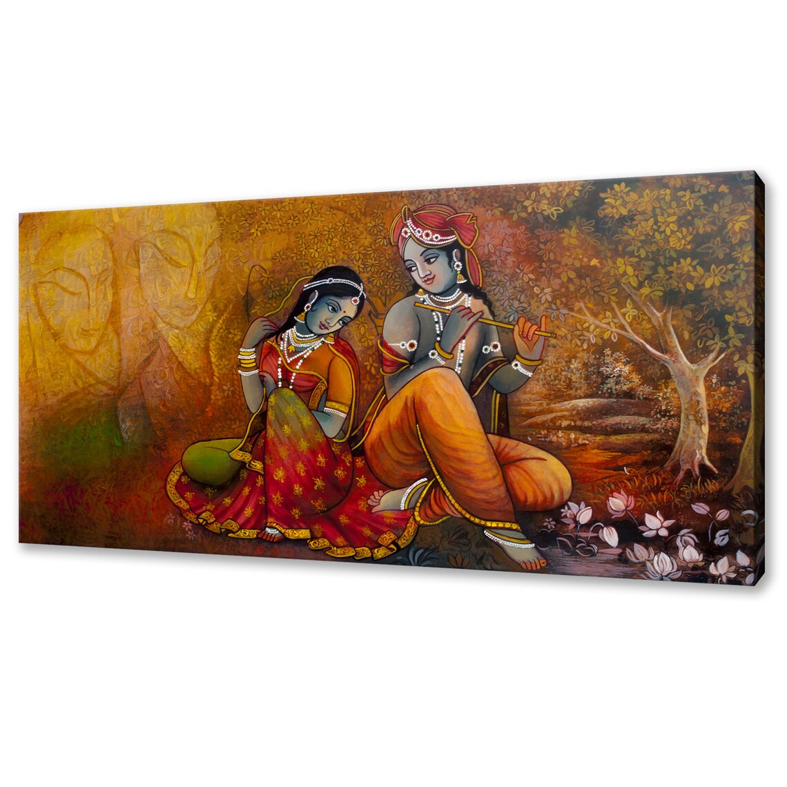 Radha and Lord Krishna, Modern Religious Art Print
