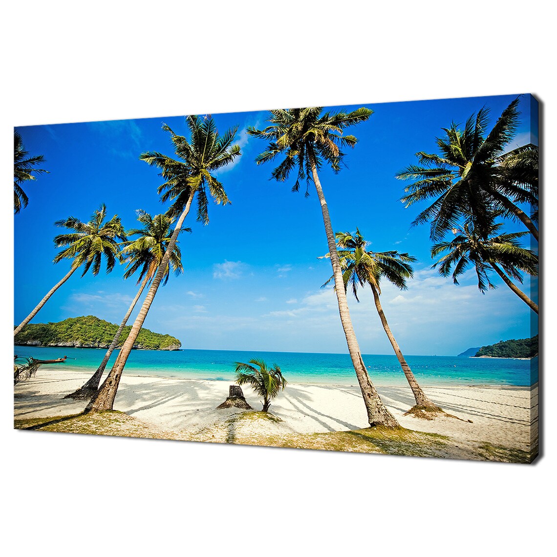 Tropical Beach and Coconut Palms, Modern Art Print