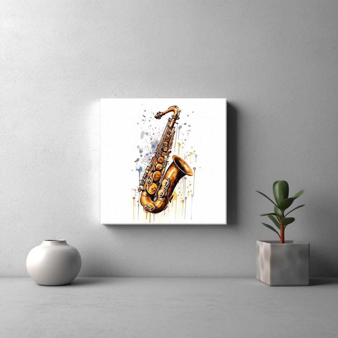 Golden Saxophone Watercolor Splash Jazz Instrument Music Poster - Image 3