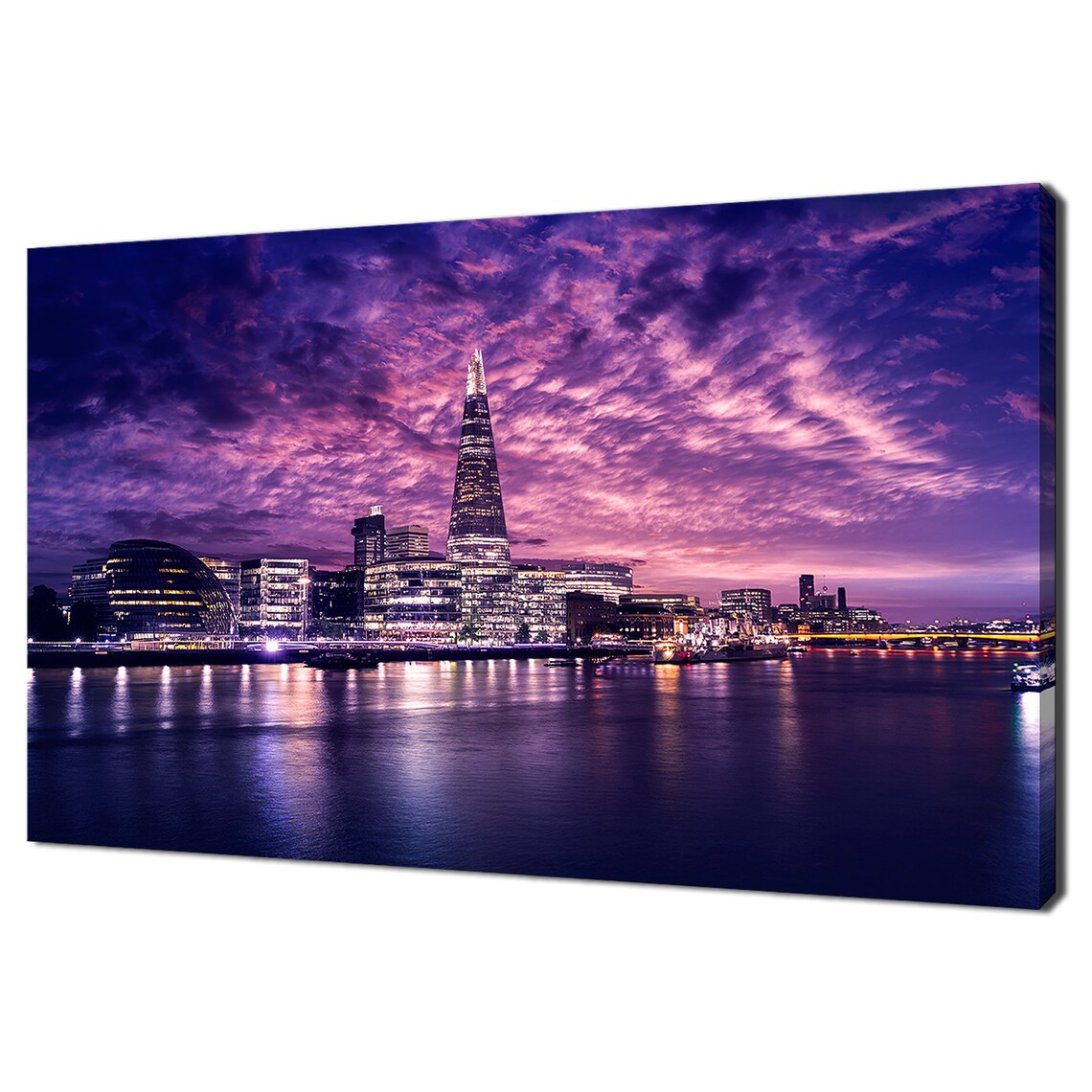 Purple Sunset Over London City Hall Shard, Modern Art Print
