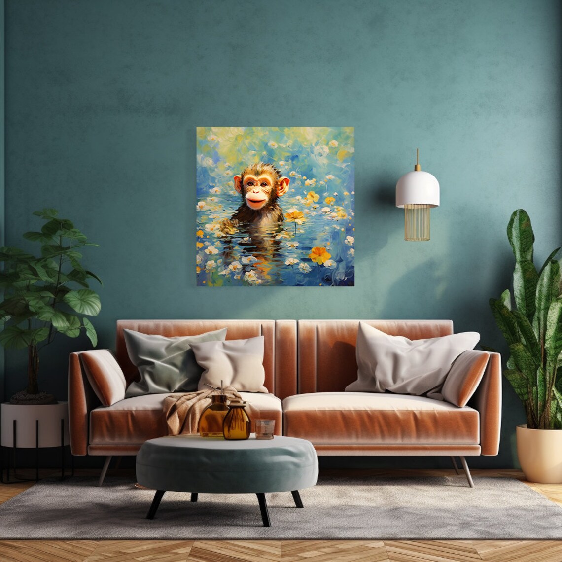 Monkey Having A Bath, Gift for Monkey Lover - Image 4
