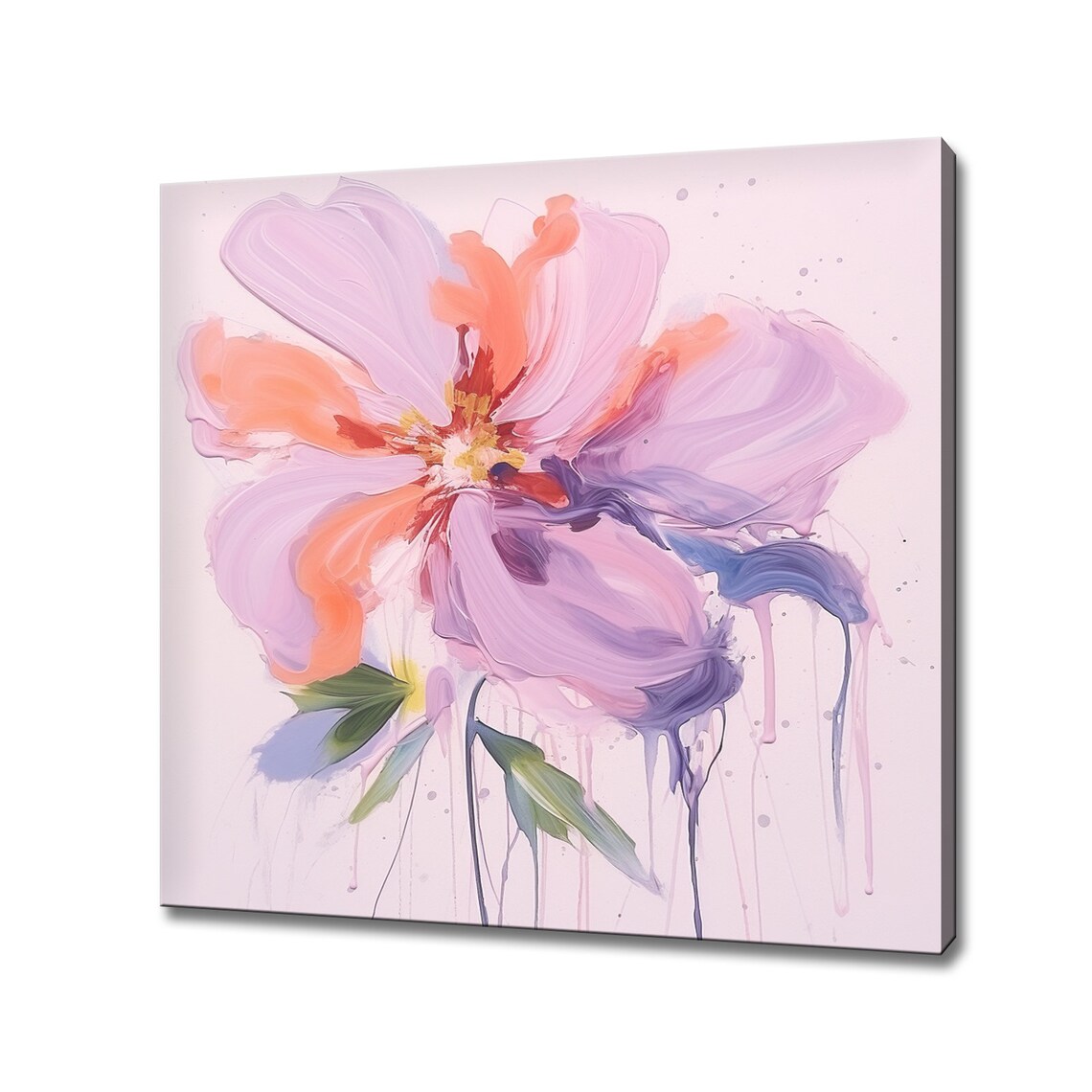 Abstract Pink Purple Flower Painting Drip Style Modern Bloom Poster