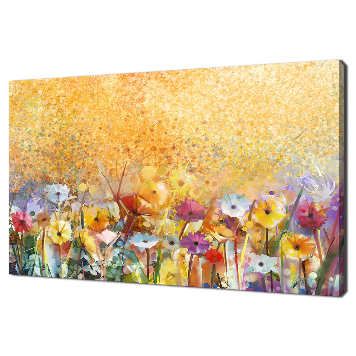 Golden Wildflower Meadow Field Watercolor Floral Sunset Glow Poster