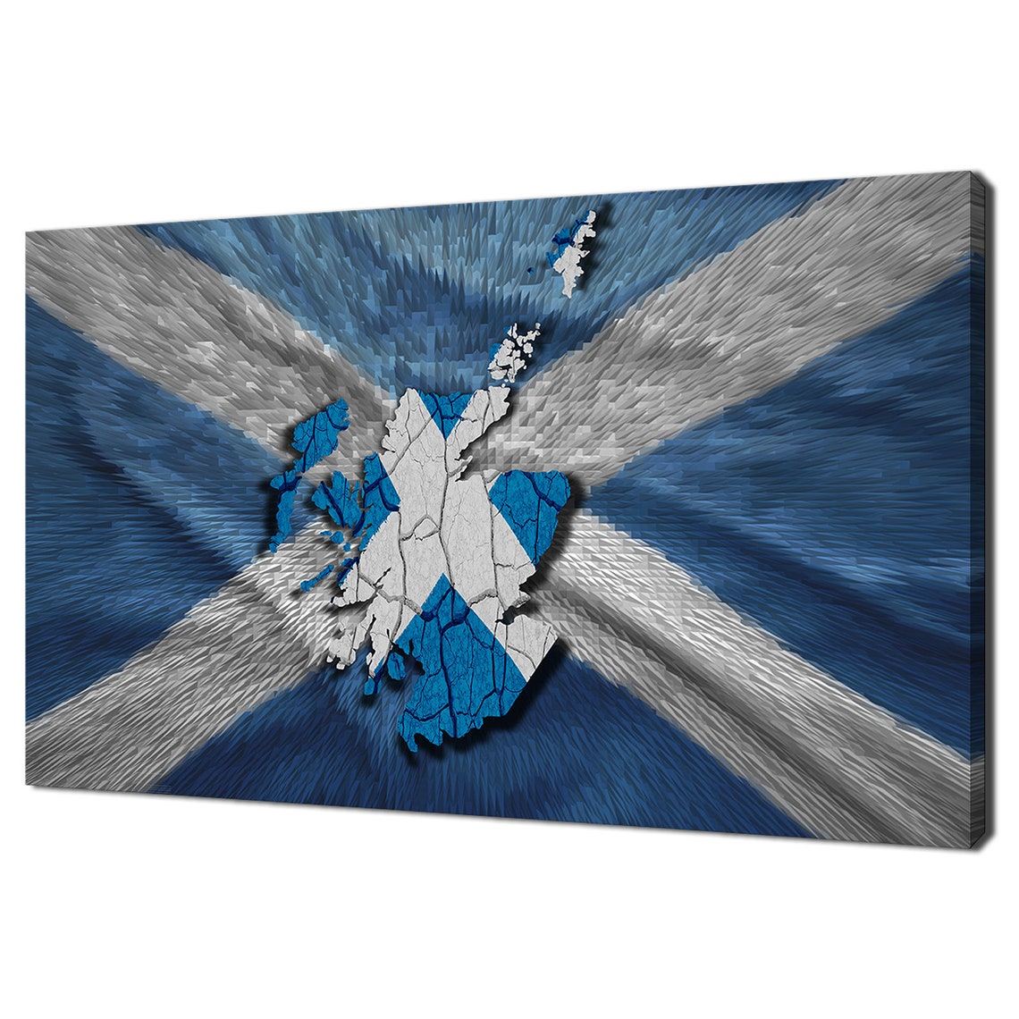 Scotland Map In Scottish Saltire Flag Colors National Pride Wall Art