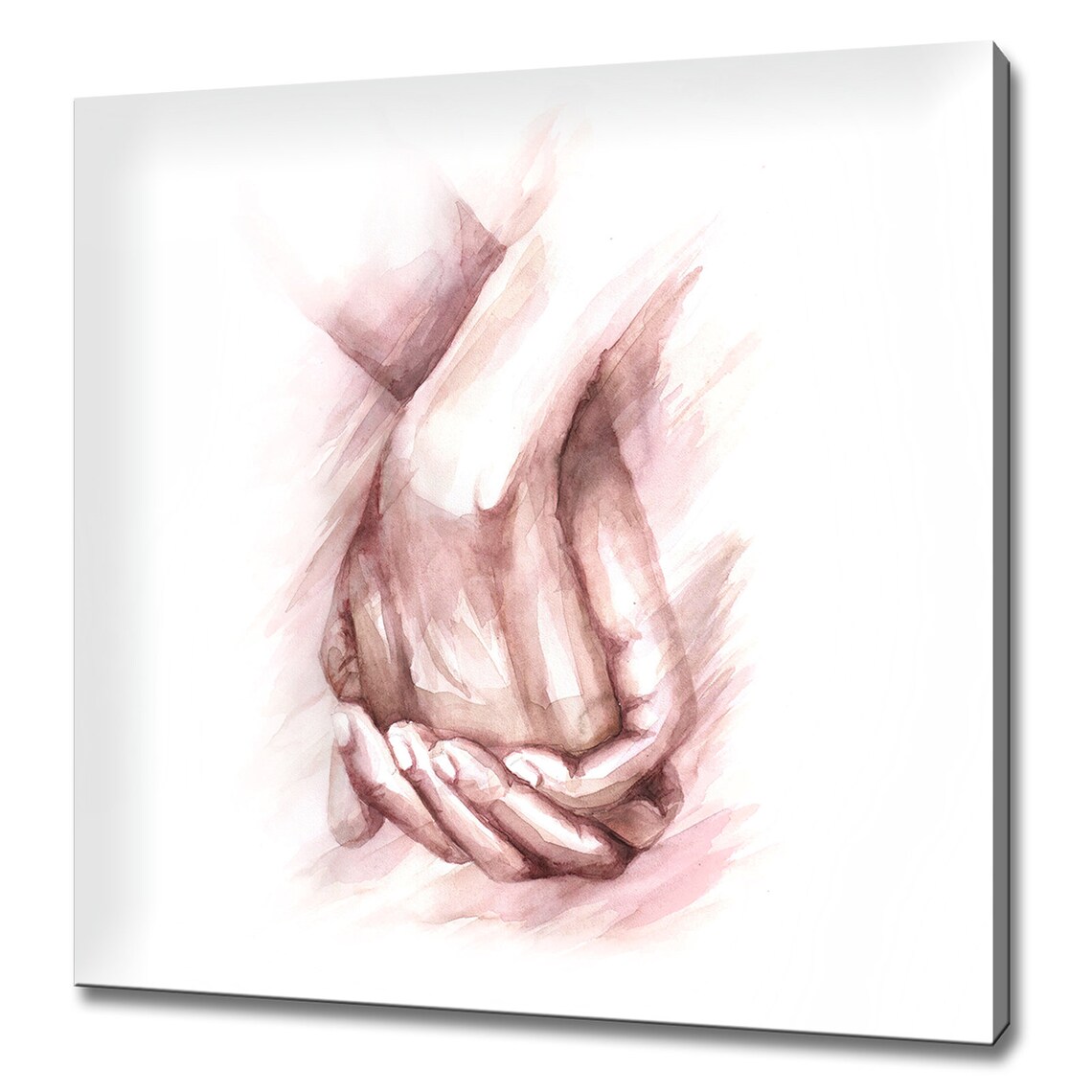 Lovers Holding Hands Watercolor Art Print, Romantic Decor