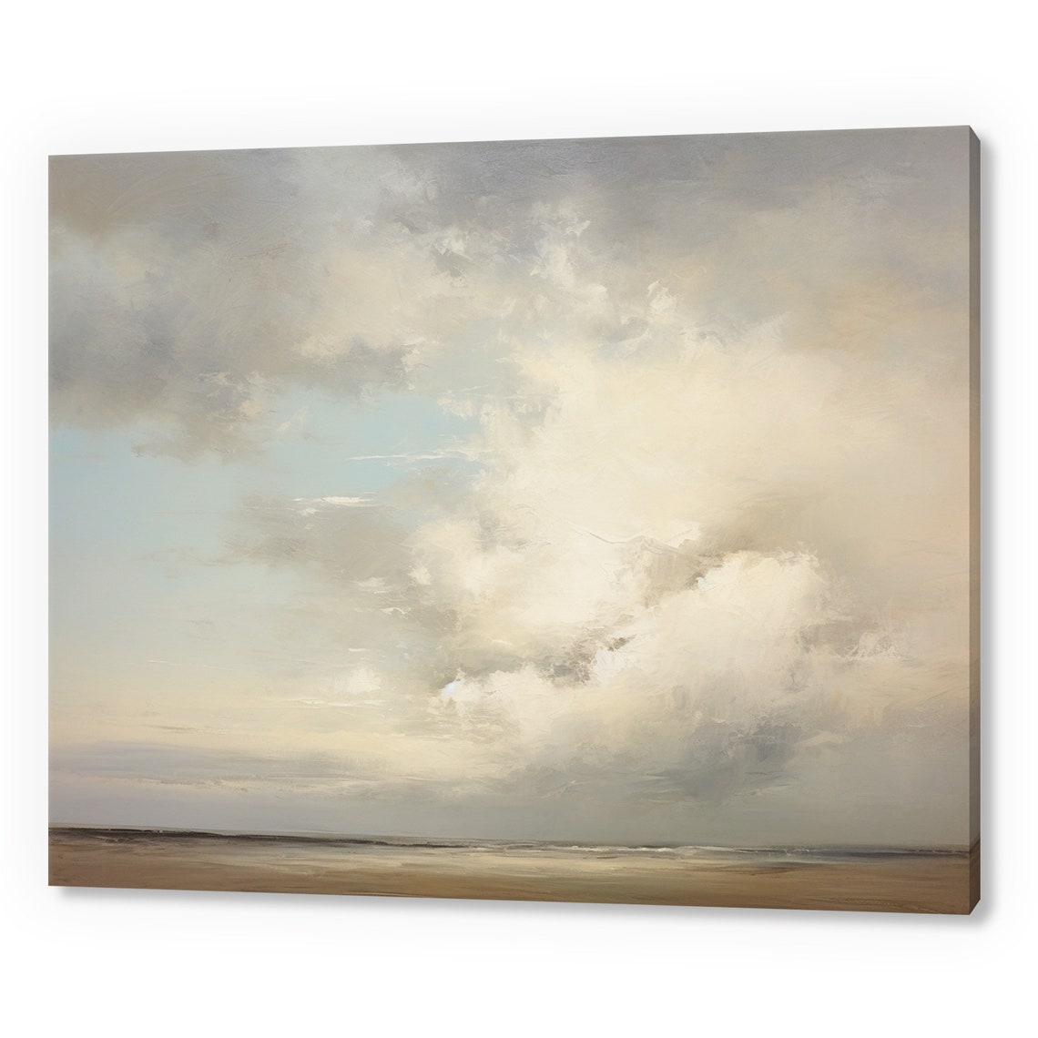 Billowing Pastel Clouds Over Calm Beach Serene Sky Wall Poster