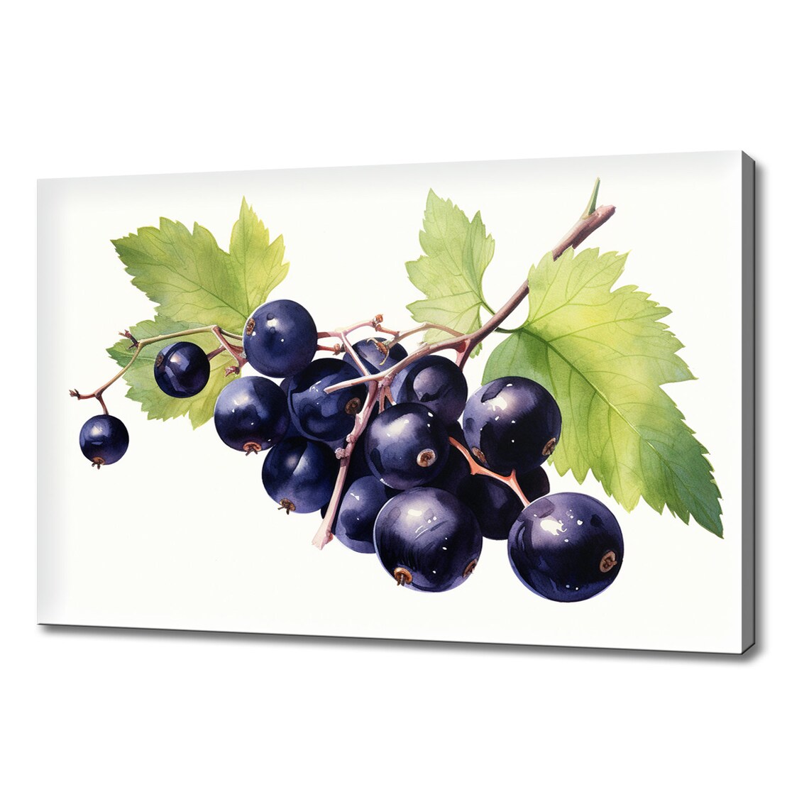 Bunch Of Blackcurrants Fruits Watercolour Print Colourful Kitchen Wall Art Fruit Print Modern Kitchen Restaurant Wall Decor