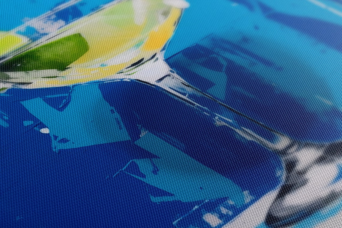 Fresh Lime Citrus Cocktail Coupe Glass Blue Background Wall Print - Image 4