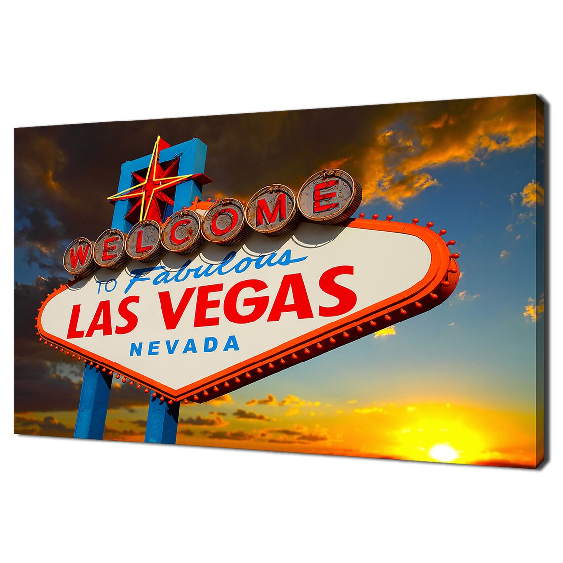 Sunset Over Welcome to Fabulous Las Vegas Sign, Travel Poster
