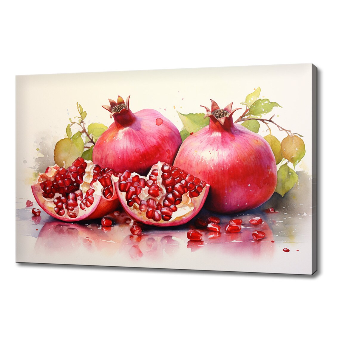 Red Pomegranate Fruits Watercolour Print Colourful Kitchen Wall Art Fruit Print Modern Kitchen Restaurant Wall Decor