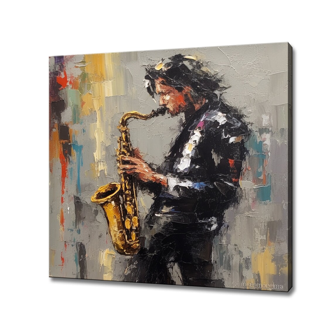 Jazz Saxophone Player Colorful Abstract Painting Musician Wall Art Print