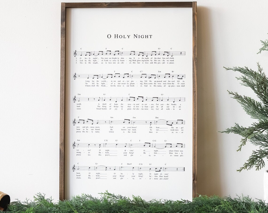 O Holy Night Vintage Christmas Hymn Sheet Music Decor Poster