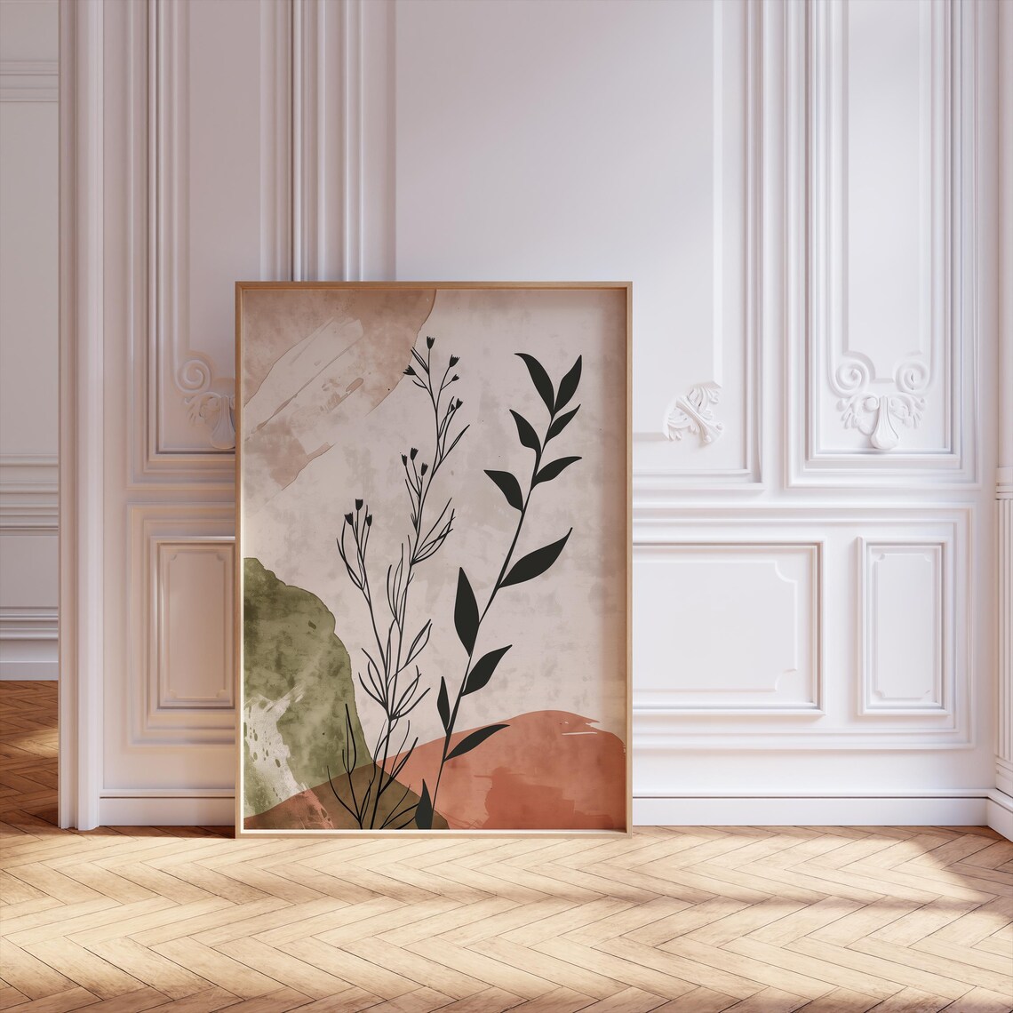 Botanical Flower Art, Minimalist Scandinavian Poster