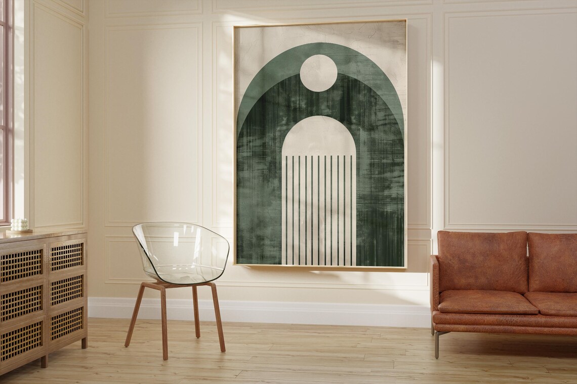 Minimalistic Abstract Line Drawing, Scandinavian Arch Art Print - Image 2