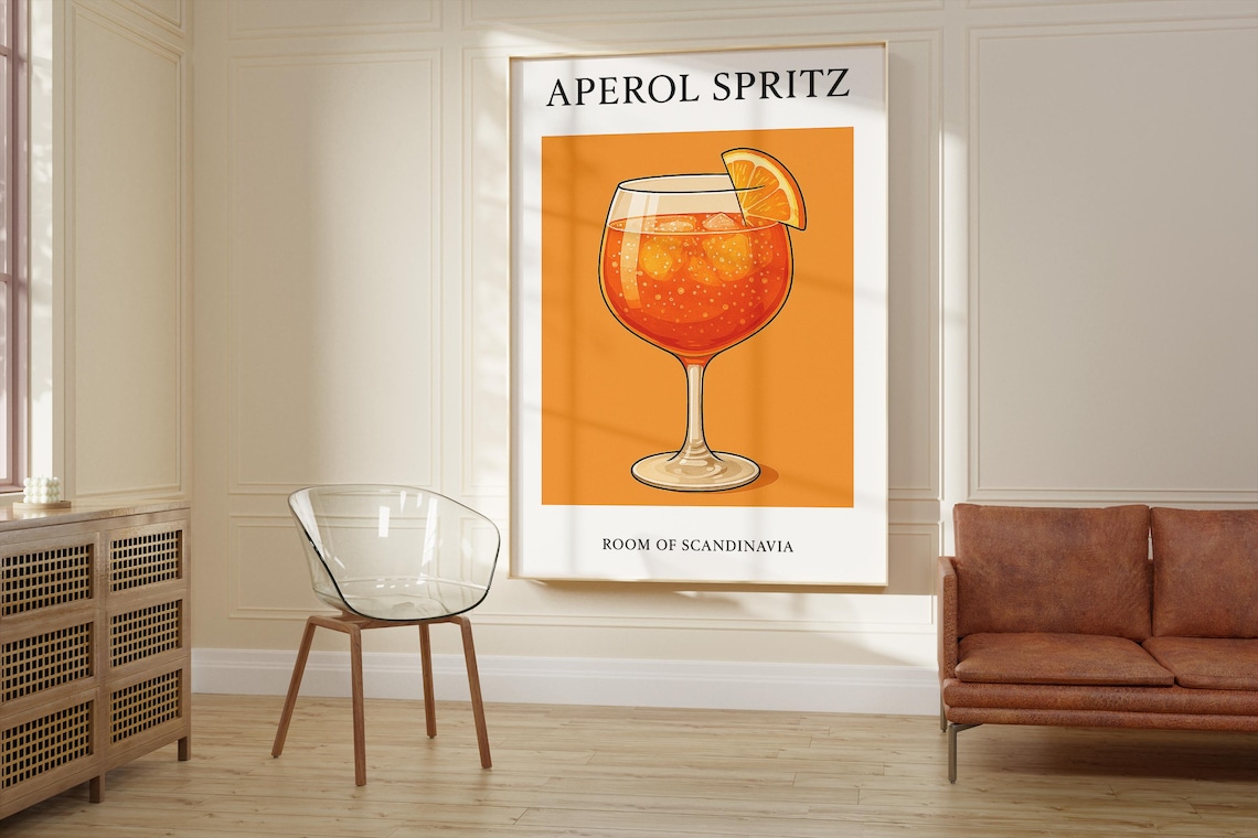 Aperol Spritz Art Print, Minimalist Retro Poster - Image 2