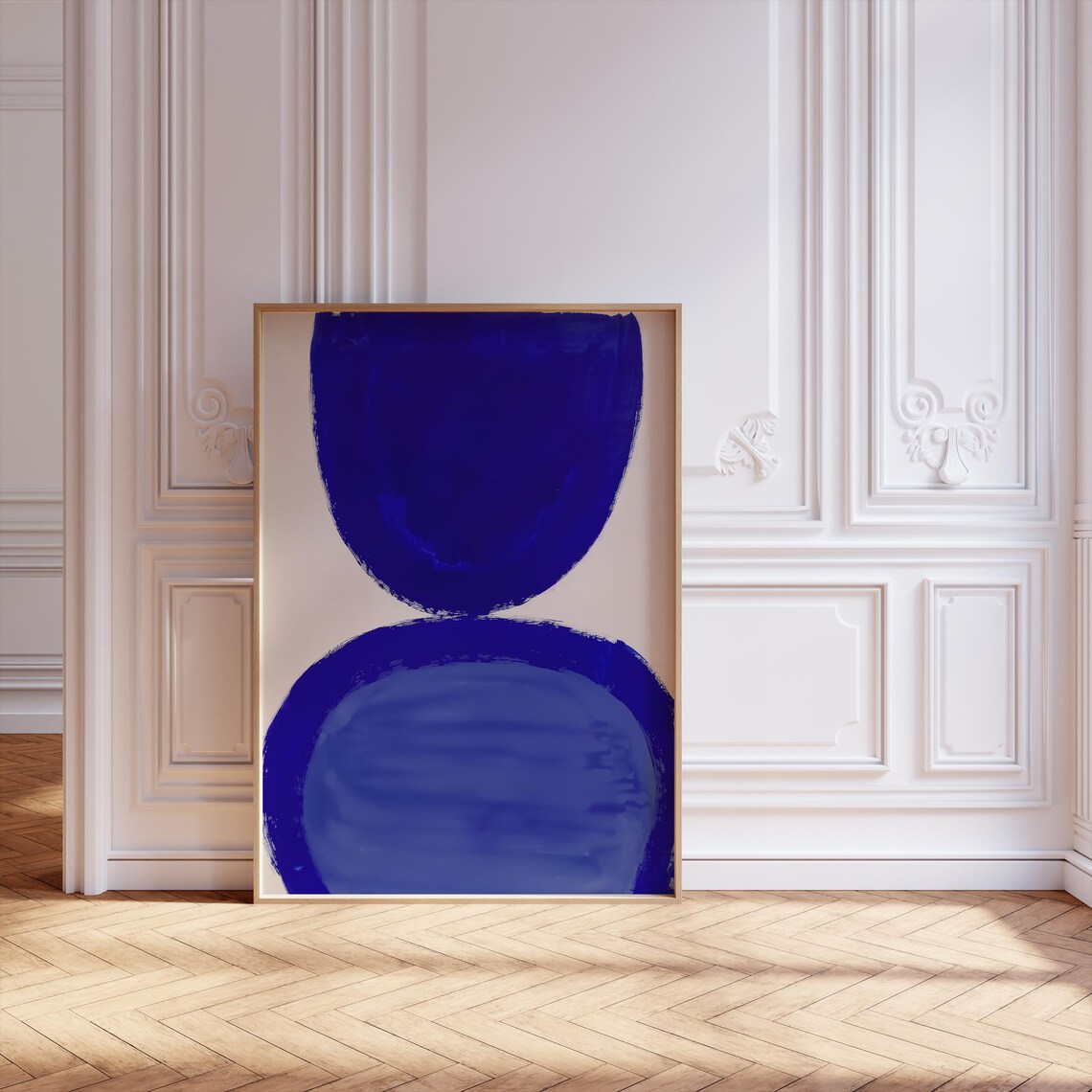 Minimalist Scandinavian Abstract, Bold Blue Expression