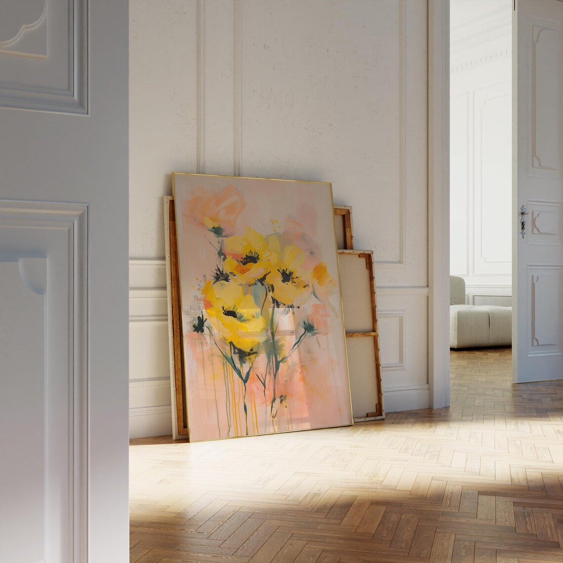 Minimalist Botanical Print, Golden Bloom Harmony - Image 4