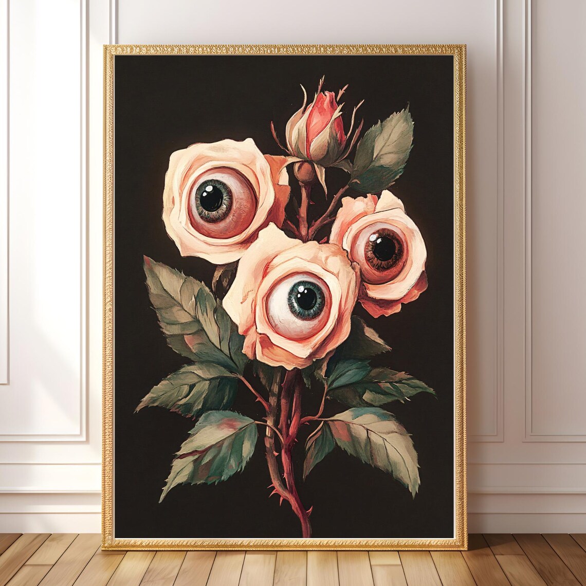 Floral Eyeball Painting, Dark Coquette Gothic Art Print